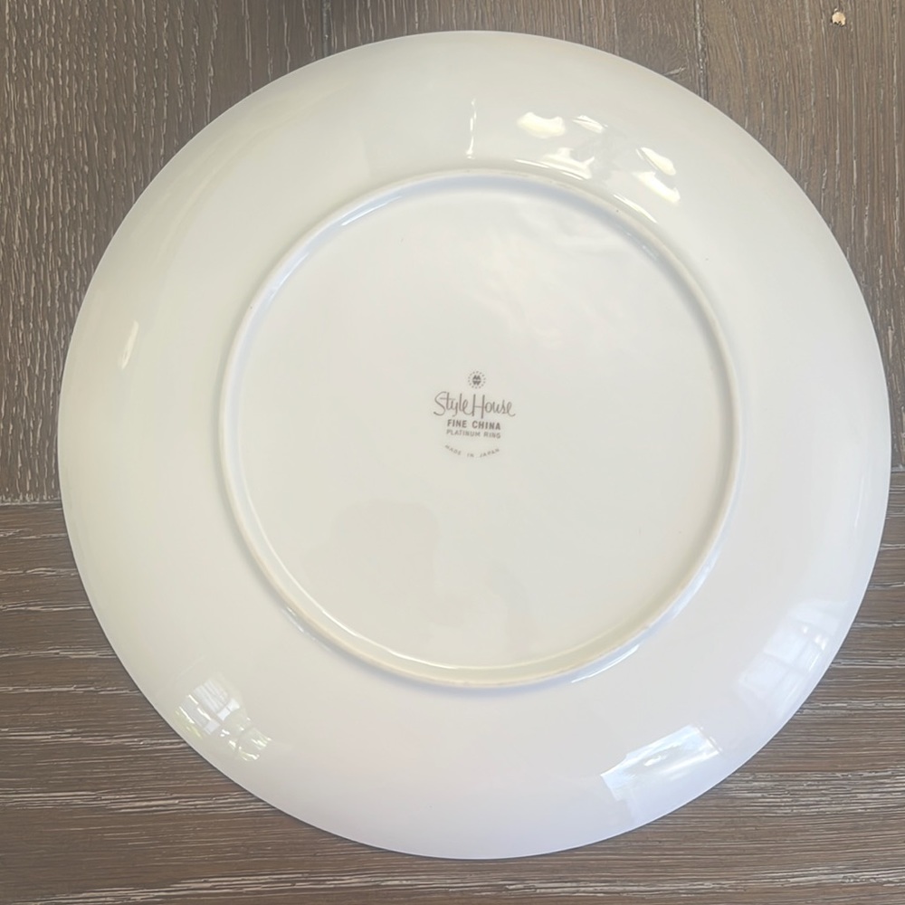 Vintage Style House Fine China Platinum Ring Dinner Plates.
